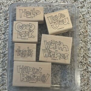 Stampin' Up! Wooden Greeting Stamps Set Outlined for Fun